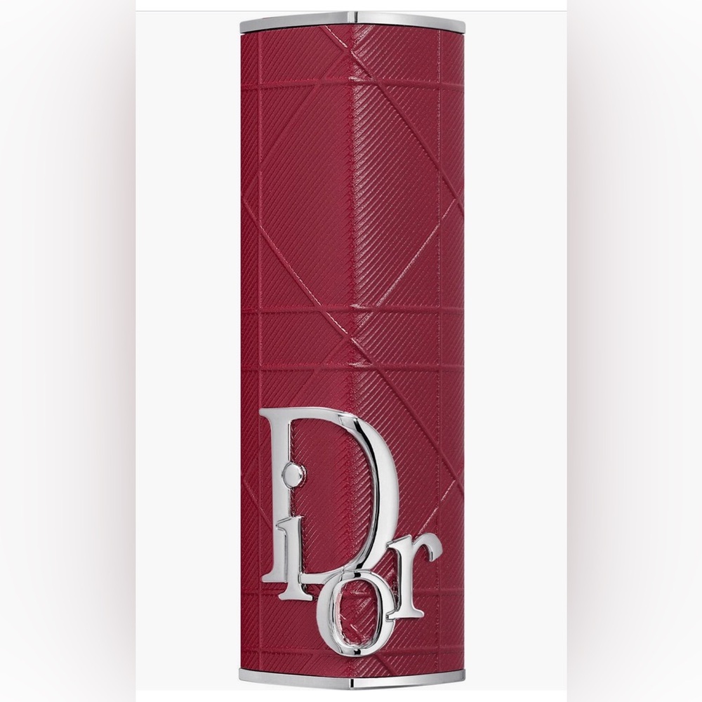 Dior Burgundy Lipstick Holder with Silver Detailing